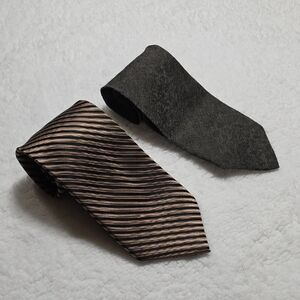 Bachrach Black and Brown Striped Tie Set